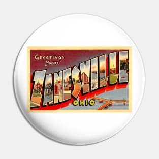 Greetings from Zanesville Ohio - Vintage Large Letter Postcard Pin