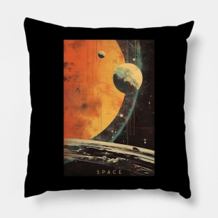 Space Adventure Vintage Travel Poster Pillow