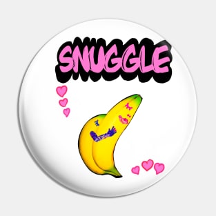 Valentine lovers couple comfy snuggle in pink text bananas in love Happy Valentine’s Day Pin