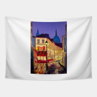 Night on the streets of Paris Tapestry