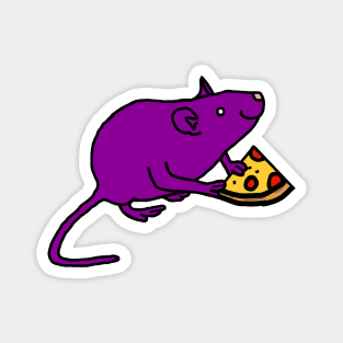 Funny Purple Rat with Pizza Slice Magnet