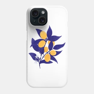 Blue and yellow citrus fruit branch Phone Case