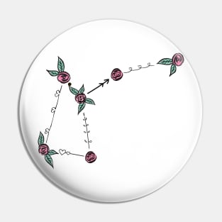 Musca (The Fly) Constellation Roses and Hearts Doodle Pin