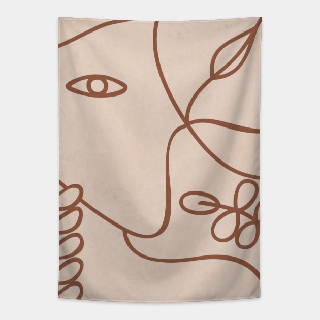 Woman Lines Botanical - Neutral Tapestry by Colorable