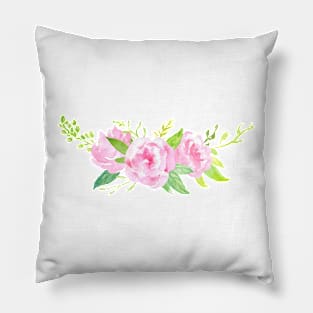 Pretty Pink Flowers Watercolor Painted Pillow