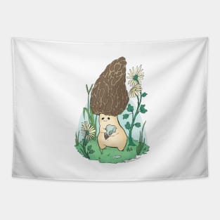 Cute Mushroom With Bird Skull Oddities Design Tapestry