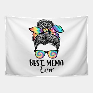 Best Mema Ever Tie Dye Messy Bun Bandana Mother's Day Tapestry