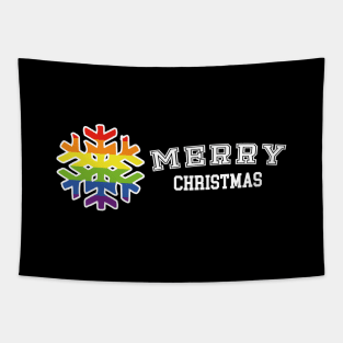 Merry Queer Christmas - Pride Rainbow College Snowflake Tapestry