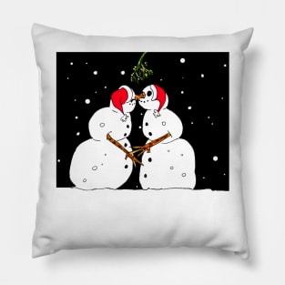 Kissing Snowmen Pillow