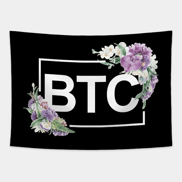 Bitcoin Orchid Border White Tapestry by felixbunny