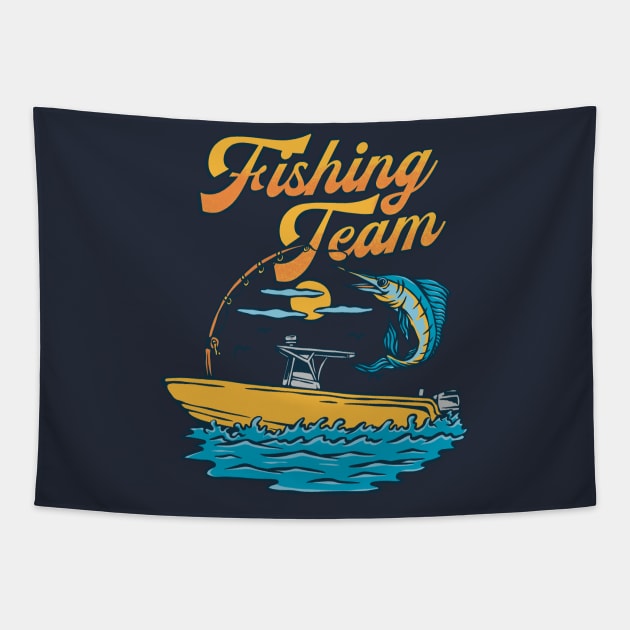 Fishing team Tapestry by Myspacework