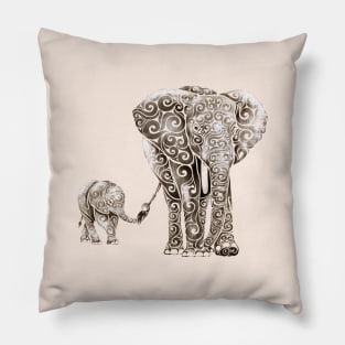 Swirly Elephant Family Pillow