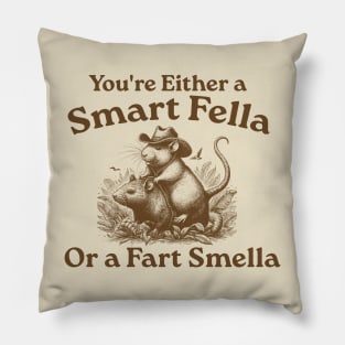 You're Either a Smart Fella or a Fart Smella, Vintage, Rat Riding Cabybara Retro, Capybara 90s, Meme, Cabybara Pillow