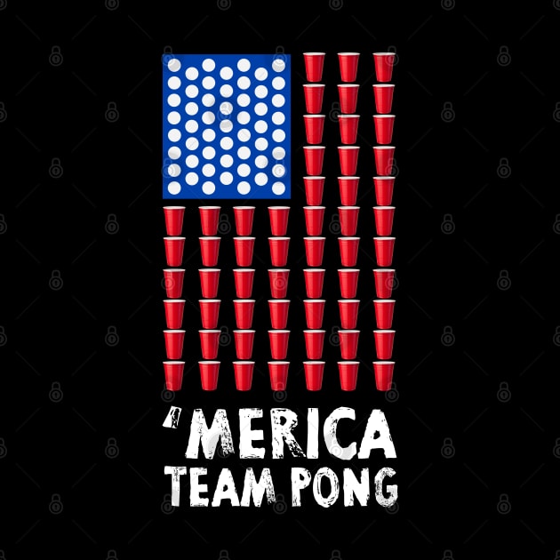 Beer Pong  American Flag T shirt 4th of July by Pannolinno
