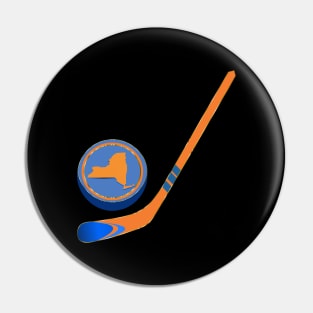 NHL - NY Orange Blue Stick and Puck Pin