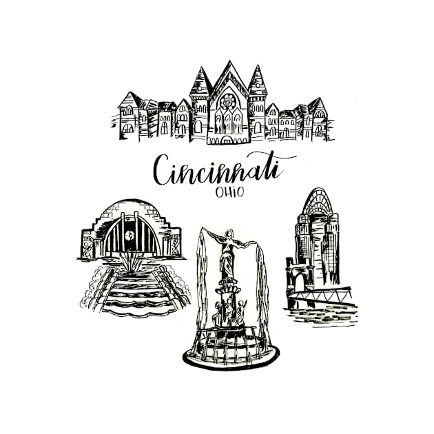 Cincinnati Landmarks by Curtin Creative Art