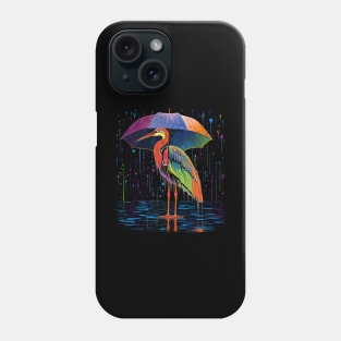 Heron Rainy Day With Umbrella Phone Case