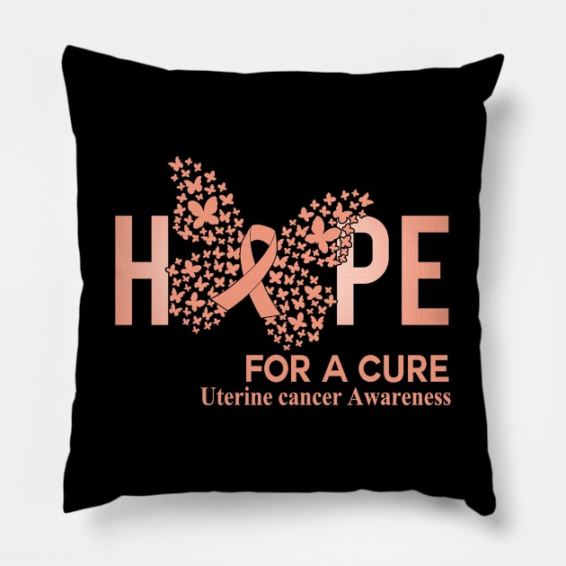 Hope For A Cure Butterfly Gift Uterine cancer 2 Pillow by HomerNewbergereq