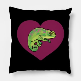 Purple Heart Colorful Chameleon for Chameleon Lovers Pillow