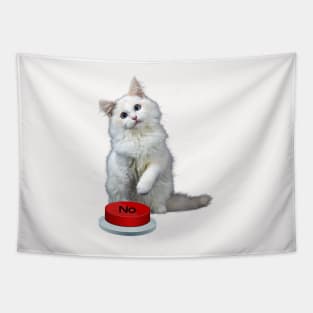 Cat with red button Tapestry