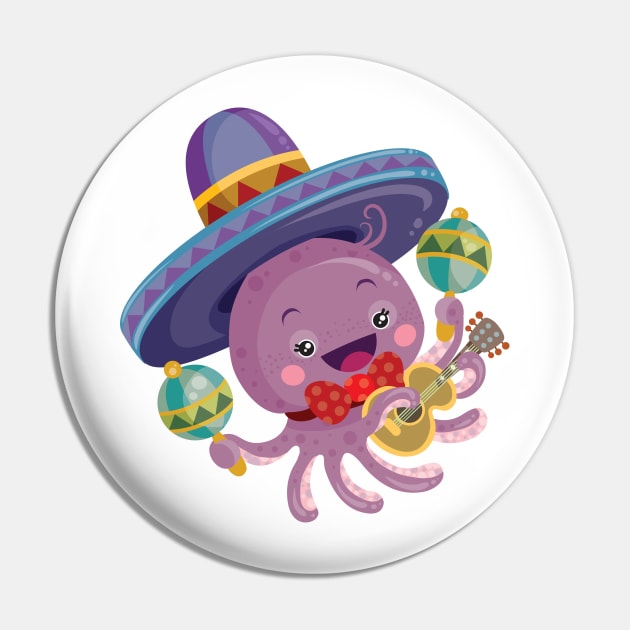 Happy little octopus Pin by Kopirin