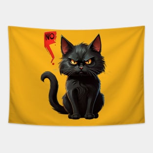 Black Cat Says No: Funny illustration for black cat lover. Tapestry