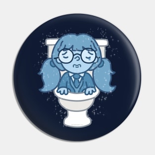 Sad Toilet Ghost Girl Pin