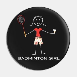 Funny Womens Badminton Girl Sports Illustration Pin