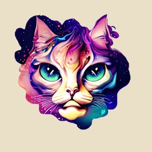 colorful Cat Aquarell Design T-Shirt