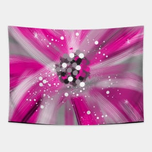 Red, Pink and Black Abstract Flower Tapestry