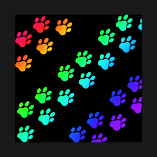 Black rainbow paw prints T-Shirt