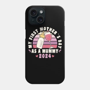 Funny My First Mother´s Day As A Mummy 2024 Retro Vintage Sunset Phone Case