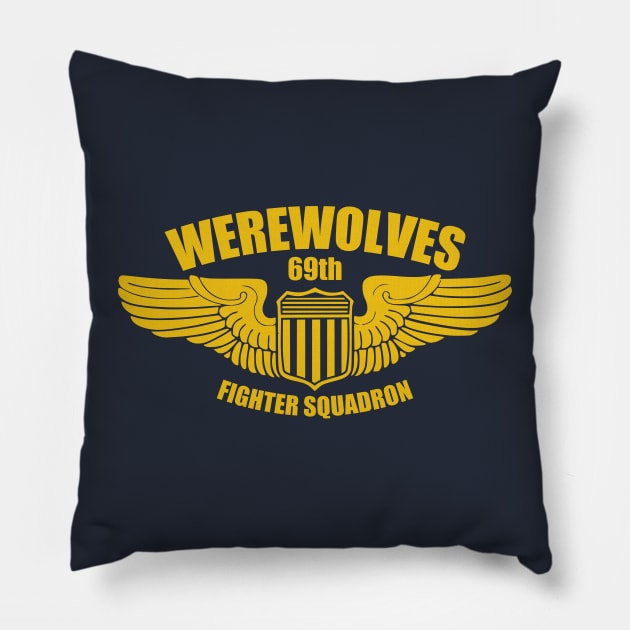 69th Fighter Squadron - Werewolves Pillow by Tailgunnerstudios