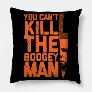 Boogeyman - Halloween - Horror - Distressed Quote - Orange Pillow