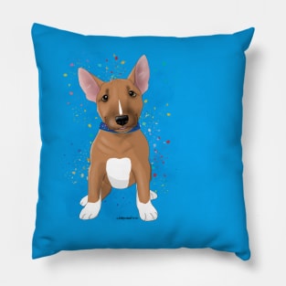 Bull Terrier Pup red & white Pillow