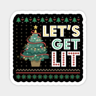 Ugly Christmas Sweater Lets Get Lit Funny Tree Magnet