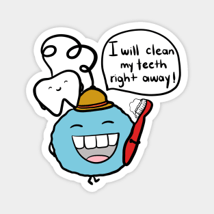 Blue Bubble and Molar (How do I brush my teeth?) Book Character Magnet