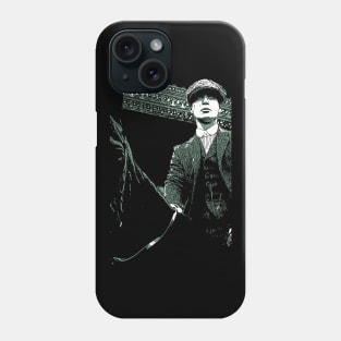 Thomas Shelby sits on his black horse with hat and suit as abstract comic graphic peaky blinders Phone Case