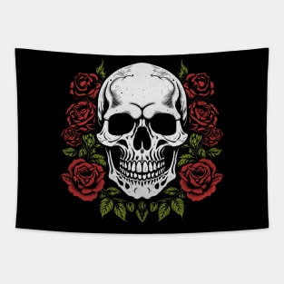 Gothic skull with roses Tapestry