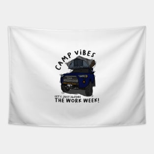 Toyota 4Runner Camp Vibes Let's Just Ignore the Work Week - Navy Tapestry