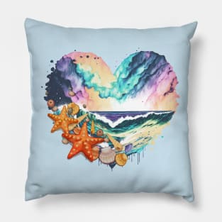 Beauty of marine life and let the waves, ocean, Big wave, blue, sea, surf, surfer, water Pillow