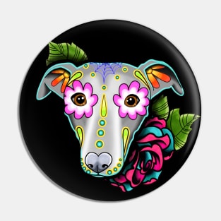 Greyhound - Whippet - Day of the Dead Sugar Skull Dog Pin