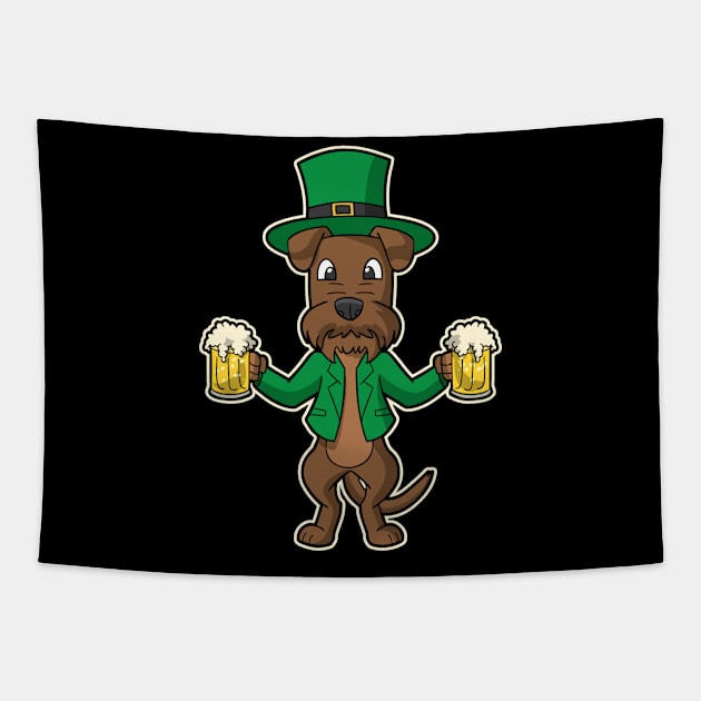 Irish Terrier Dog Leprechaun St Patricks Day Beers Tapestry by E