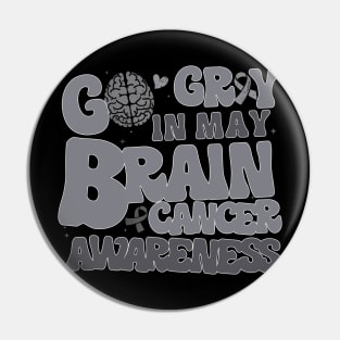 Go Gray In May For Brain Tumor Cancer Awareness Gray Ribbon Pin