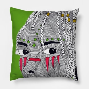 Tribal Woman // Hand Drawn Pillow