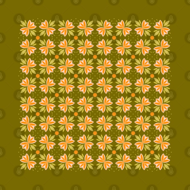 Spring flowers and leaves pattern, version 11 by iulistration