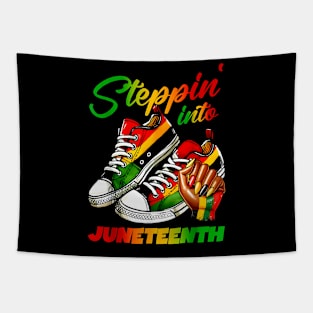 stepping into juneteenth Afro Woman Black Girls shoe men women Tapestry