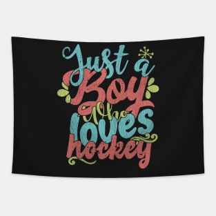 Just A Boy Who Loves hockey Gift product Tapestry