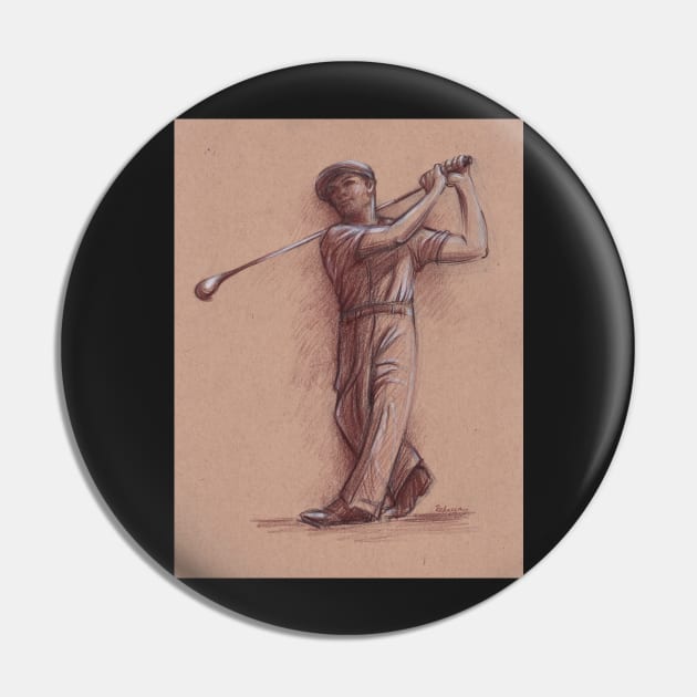 Ben Hogan - Pencil drawing of the Legendary Golf Master Pin by tranquilwaters