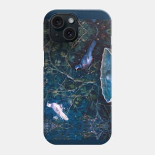 POMPEII COLLECTION DOVES AND FOUNTAIN  IN GARDEN ,BLUE  GREEN FLORAL Phone Case